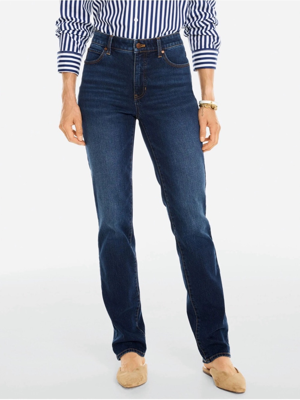 Talbots Straight Leg High-Rise Jeans Medium/Dark Wash—EUC